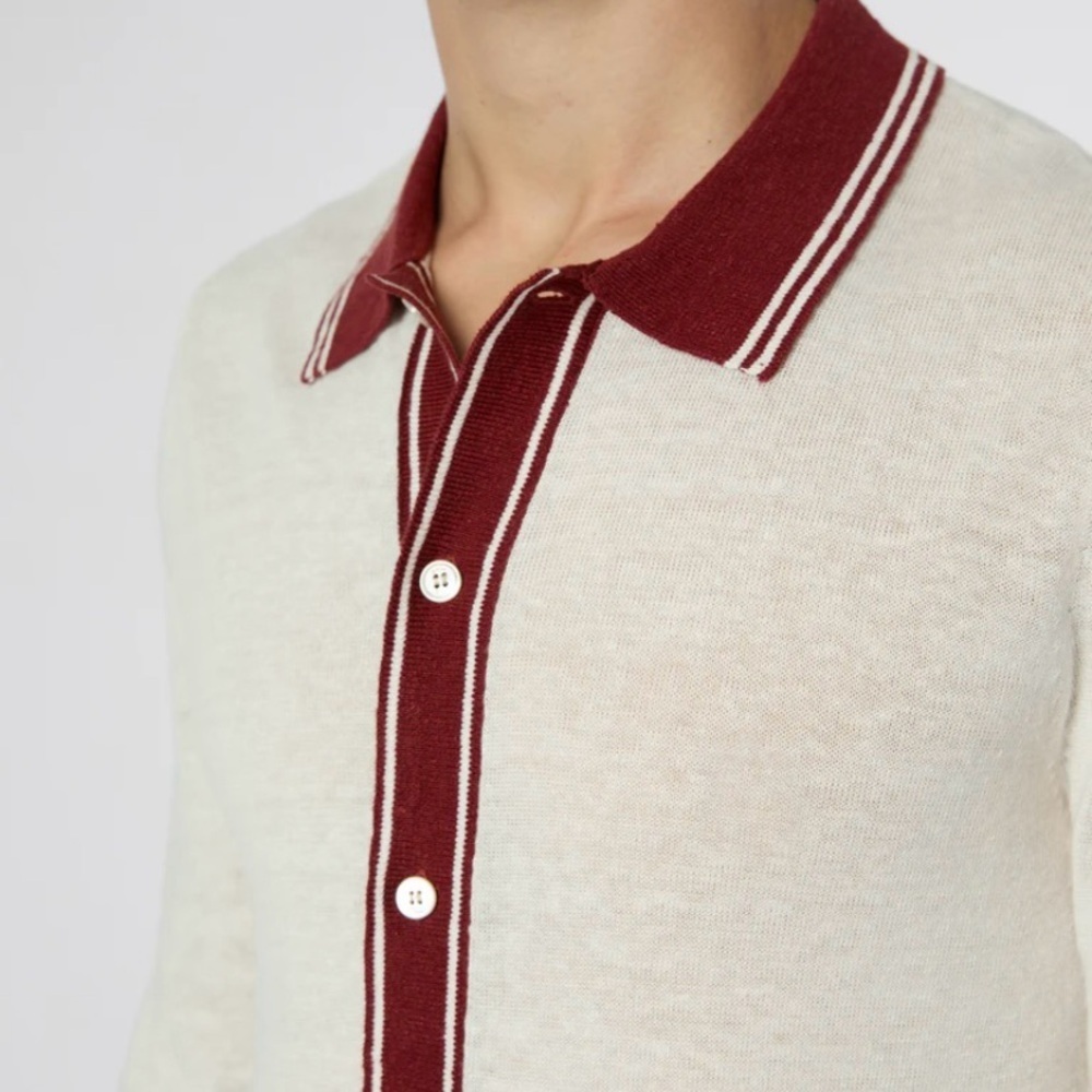 NWOT Onia Linen Long Sleeve Sweater Polo - Picture 5 of 14
